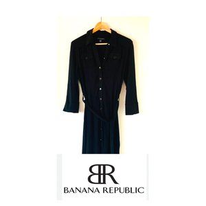 Banana Republic Belted Shirtdress, Black (Sz 6)